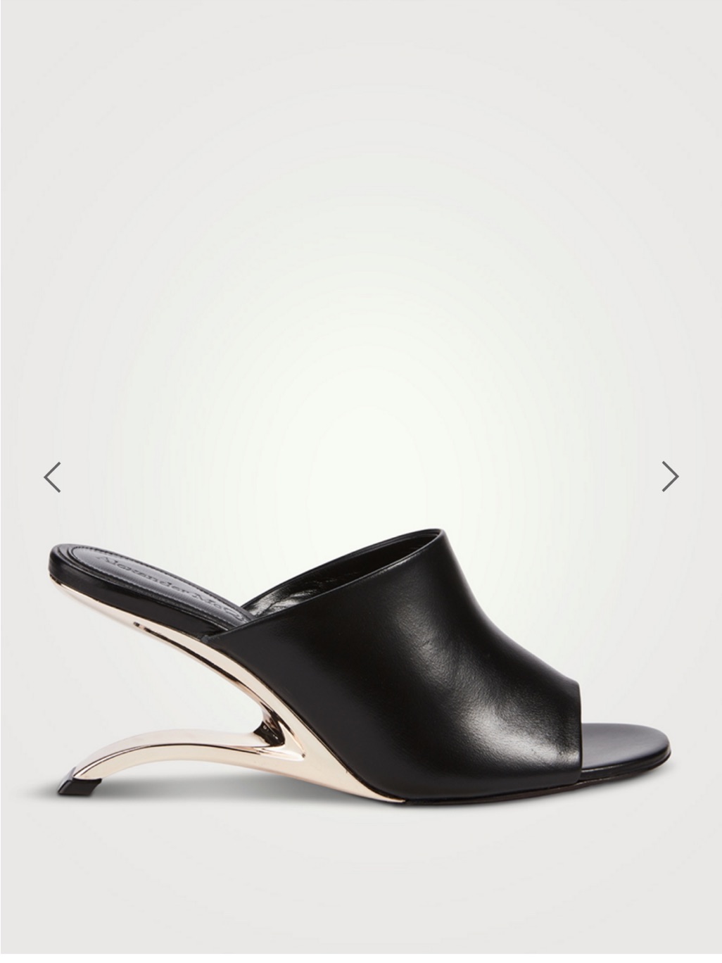 Alexander Mcqueen Arc Leather Mules In Black And Silver Size 39.5